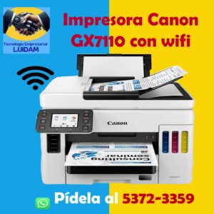 Impresora Canon Multifuncional, Inalámbrica MAXIFY GX7110, Pantalla Táctil, de Tinta Continua