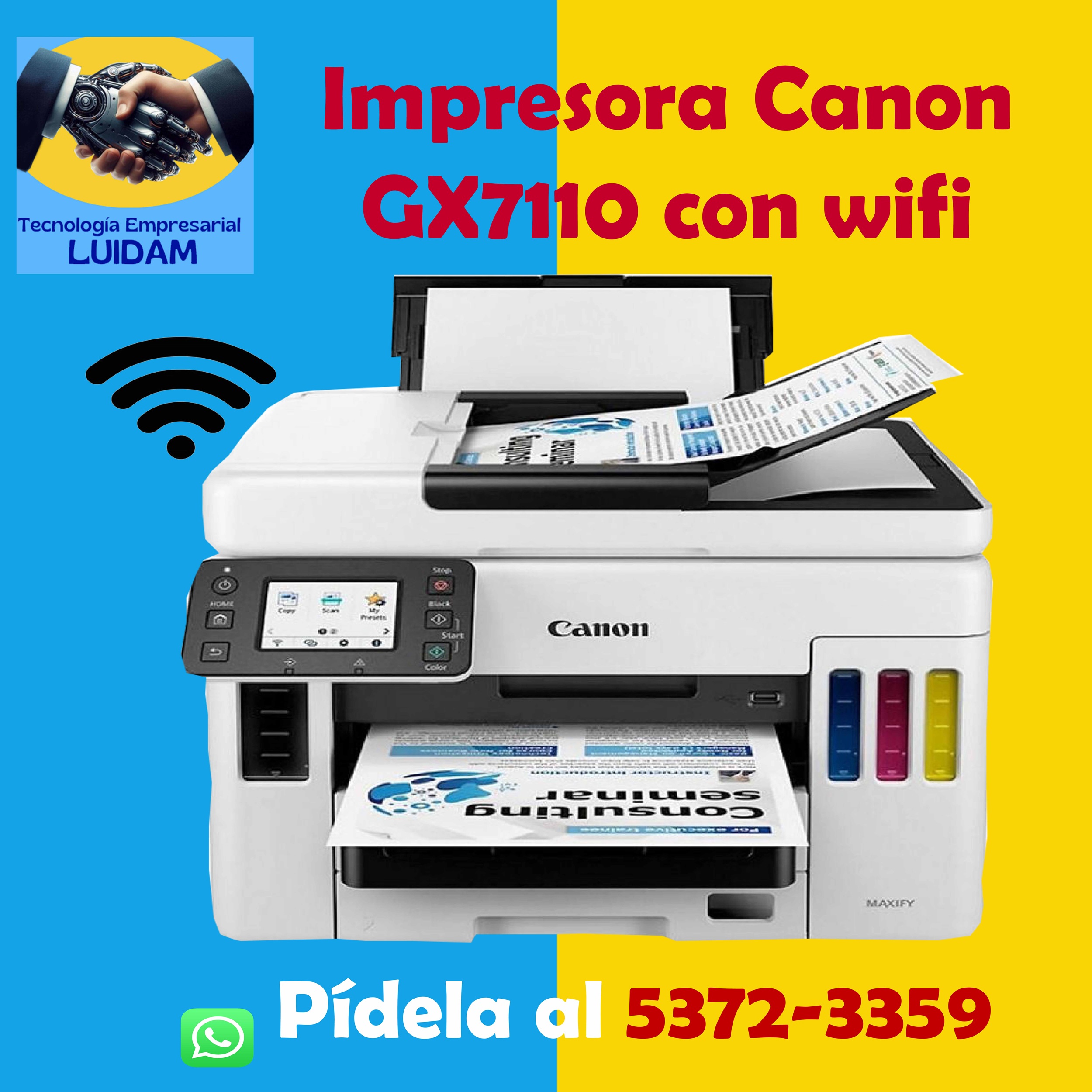 Impresora Canon Multifuncional, Inalámbrica MAXIFY GX7110, Pantalla Táctil, de Tinta Continua
